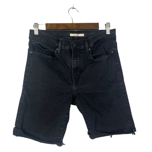 Levi's Black Denim Cut Off Stretch Jean Shorts 30 - Picture 1 of 3